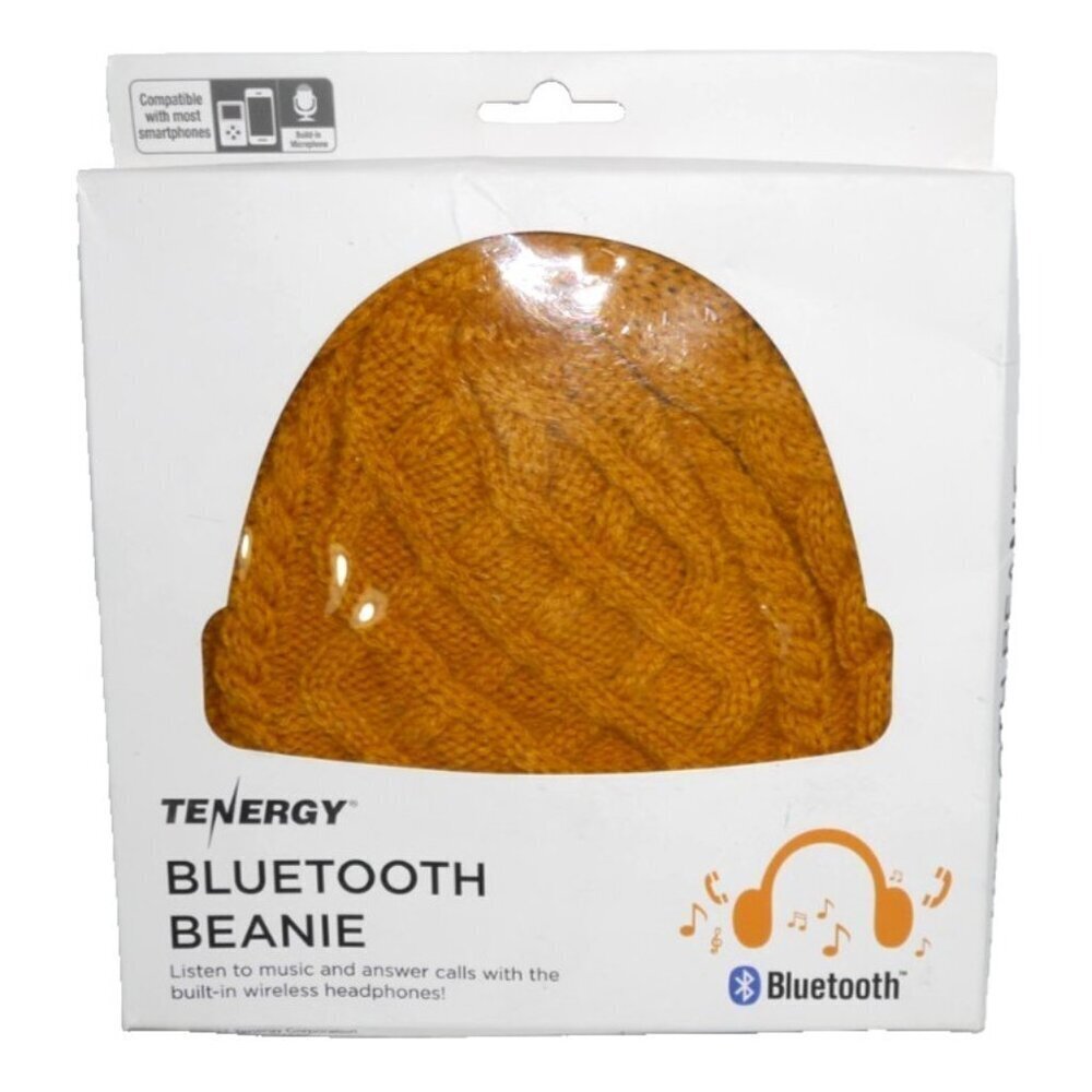 TENERGY Bluetooth gold, orange knit beanie cap hat built in Microphone NEW 2017